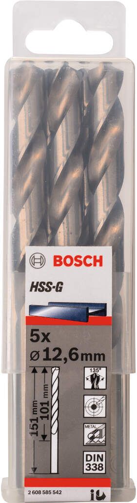 Bosch burgija za metal HSS-G, DIN 338 12,6 x 101 x 151 mm pakovanje od 5 komada - 2608585542 Burgija za metal BOSCH BOSCH-2608585542 Madras doo Beograd