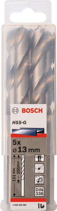 Bosch burgija za metal HSS-G, DIN 338 13 x 101 x 151 mm pakovanje od 5 komada - 2608595083 Burgija za metal BOSCH BOSCH-2608595083 Madras doo Beograd