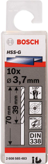 Bosch burgija za metal HSS-G, DIN 338 3,7 x 39 x 70 mm - pakovanje od 10 komada - 2608585483 Burgija za metal BOSCH Madras doo Beograd