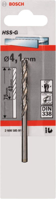 Bosch burgija za metal HSS-G, DIN 338 4,1 x 43 x 75 mm - pakovanje od 1 komada - 2608585917 Burgija za metal BOSCH BOSCH-2608585917 Madras doo Beograd