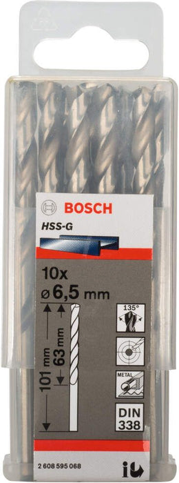 Bosch burgija za metal HSS-G, DIN 338 6,5 x 63 x 101 mm - pakovanje od 10 komada - 2608595068 Burgija za metal BOSCH BOSCH-2608595068 Madras doo Beograd