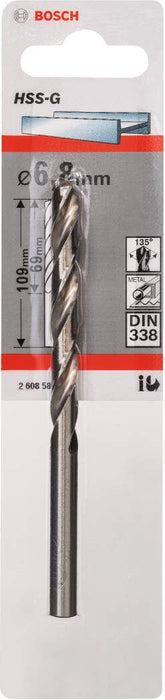 Bosch burgija za metal HSS-G, DIN 338 6,8 x 69 x 109 mm - pakovanje od 1 komada - 2608585928 Burgija za metal BOSCH BOSCH-2608585928 Madras doo Beograd