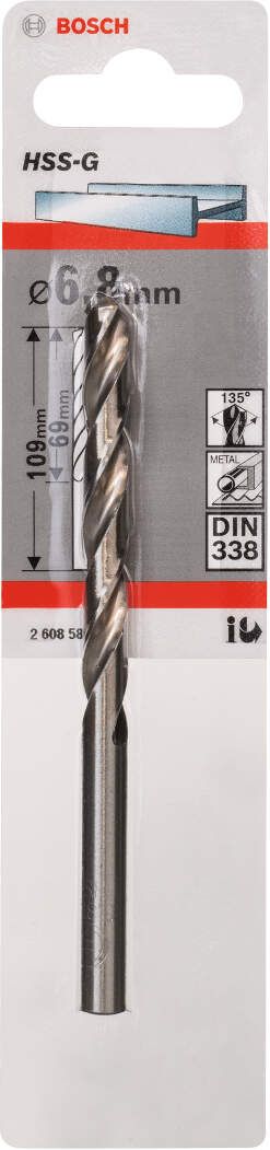 Bosch burgija za metal HSS-G, DIN 338 6,8 x 69 x 109 mm - pakovanje od 1 komada - 2608585928 Burgija za metal BOSCH BOSCH-2608585928 Madras doo Beograd