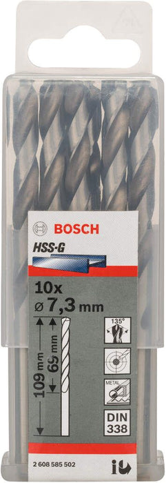 Bosch burgija za metal HSS-G, DIN 338 7,3 x 69 x 109 mm - pakovanje od 10 komada - 2608585502 Burgija za metal BOSCH Madras doo Beograd