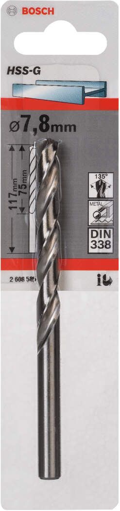 Bosch burgija za metal HSS-G, DIN 338 7,8 x 75 x 117 mm - pakovanje od 1 komada - 2608585931 Burgija za metal BOSCH BOSCH-2608585931 Madras doo Beograd