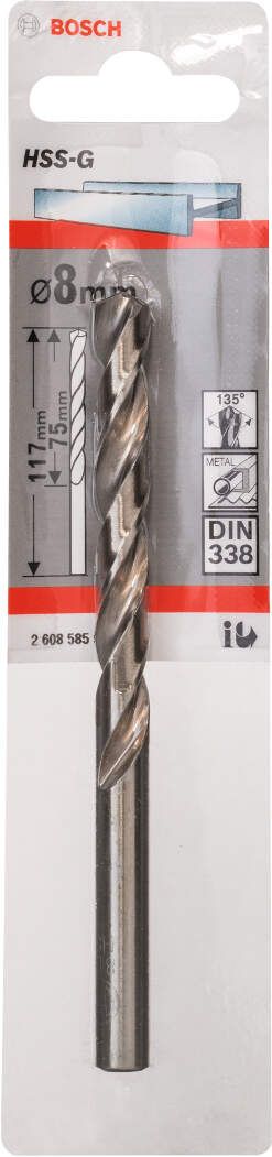 Bosch burgija za metal HSS-G, DIN 338 8 x 75 x 117 mm - pakovanje od 1 komada - 2608585932 Burgija za metal BOSCH BOSCH-2608585932 Madras doo Beograd