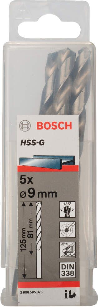 Bosch burgija za metal HSS-G, DIN 338 9 x 81 x 125 mm - pakovanje od 5 komada - 2608595075 Burgija za metal BOSCH BOSCH-2608595075 Madras doo Beograd