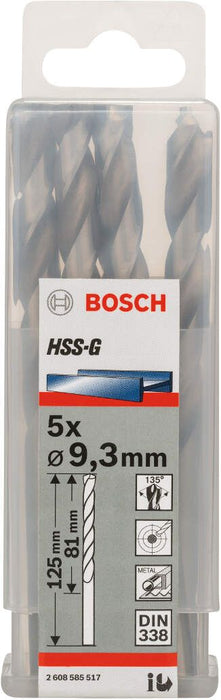 Bosch burgija za metal HSS-G, DIN 338 9,3 x 81 x 125 mm - pakovanje od 5 komada - 2608585517 Burgija za metal BOSCH Madras doo Beograd