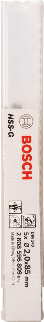 Bosch burgija za metal HSS-G, DIN 340 2 x 56 x 85 mm - pakovanje od 5 komada - 2608596809 Burgija za metal BOSCH BOSCH-2608596809 Madras doo Beograd