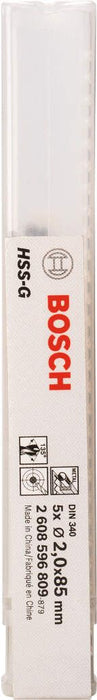 Bosch burgija za metal HSS-G, DIN 340 2 x 56 x 85 mm - pakovanje od 5 komada - 2608596809 Burgija za metal BOSCH BOSCH-2608596809 Madras doo Beograd