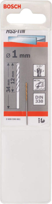 Bosch burgija za metal HSS-TiN, DIN 338 1 x 12 x 34 mm pakovanje od 1 komada - 2608596661 Burgija za metal BOSCH BOSCH-2608596661 Madras doo Beograd