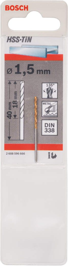 Bosch burgija za metal HSS-TiN, DIN 338 1,5 x 18 x 40 mm pakovanje od 1 komada - 2608596666 Burgija za metal BOSCH BOSCH-2608596666 Madras doo Beograd