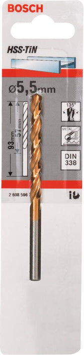 Bosch burgija za metal HSS-TiN, DIN 338 5,5 x 57 x 93 mm pakovanje od 1 komada - 2608596706 Burgija za metal BOSCH BOSCH-2608596706 Madras doo Beograd