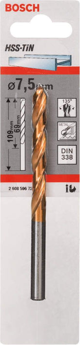 Bosch burgija za metal HSS-TiN, DIN 338 7,5 x 69 x 109 mm pakovanje od 1 komada - 2608596726 Burgija za metal BOSCH BOSCH-2608596726 Madras doo Beograd