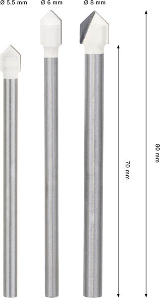 BOSCH CYL-9 Soft Ceramic set burgija, 5,5×70; 6×80; 8×80 mm, 3 kom. - Burgija za pločice CYL-9 SC 3pc Set (2608707355) Power Tools BOSCH Madras doo Beograd
