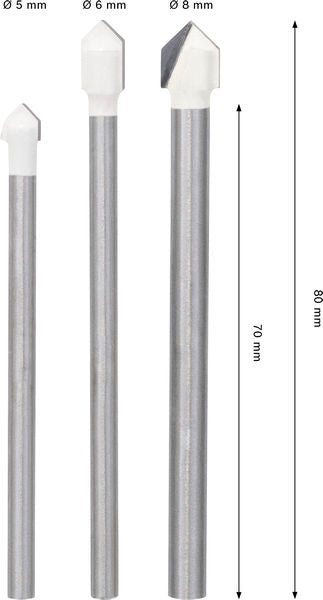 BOSCH CYL-9 Soft Ceramic set burgija, 5×70; 6×80; 8×80 mm, 3 kom. - Burgija za pločice CYL-9 SC 3pc Set (2608707354) Power Tools BOSCH Madras doo Beograd