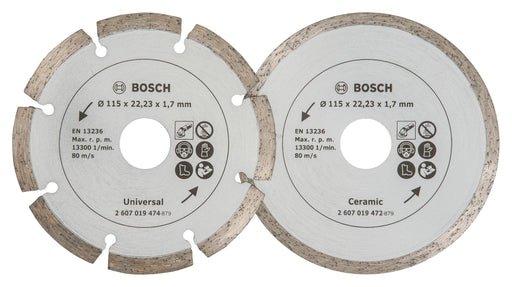 BOSCH Dijamantska rezna ploča za pločice i građevinski materijal - Dvostruko pakovanje dij. ploče 115mm (2607019478) Power Tools BOSCH Madras doo Beograd
