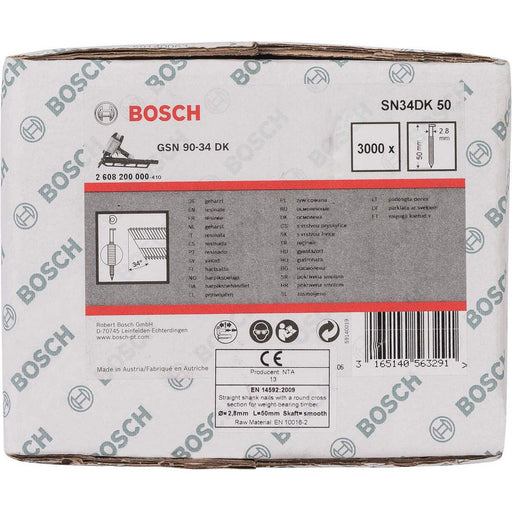 Bosch ekser sa prugama D–glava SN34DK 50 2,8 mm, 50 mm, čista, glatka - 2608200000 Ekser sa prugama D-glava BOSCH BOSCH-2608200000 Madras doo Beograd