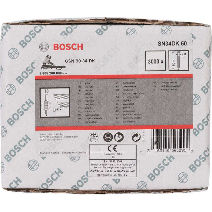 Bosch ekser sa prugama D–glava SN34DK 50 2,8 mm, 50 mm, čista, glatka - 2608200000 Ekser sa prugama D-glava BOSCH BOSCH-2608200000 Madras doo Beograd