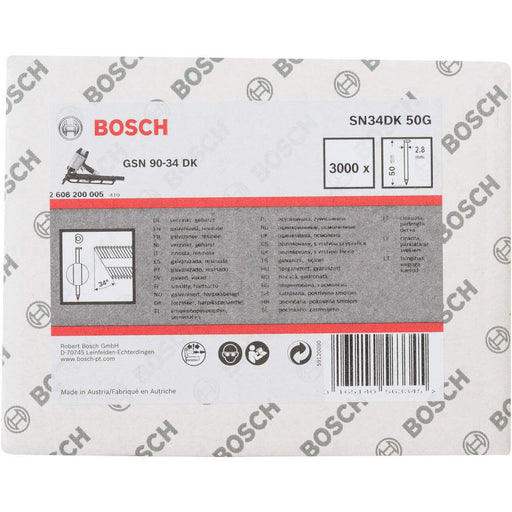 Bosch ekser sa prugama D–glava SN34DK 50G 2,8 mm, 50 mm, pocinkovana, glatka - 2608200005 Ekser sa prugama D-glava BOSCH BOSCH-2608200005 Madras doo Beograd