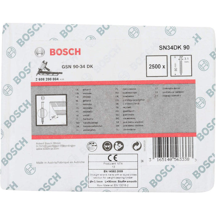 Bosch ekser sa prugama D–glava SN34DK 90 3,1 mm, 90 mm, čista, glatka - 2608200004 Ekser sa prugama D-glava BOSCH BOSCH-2608200004 Madras doo Beograd