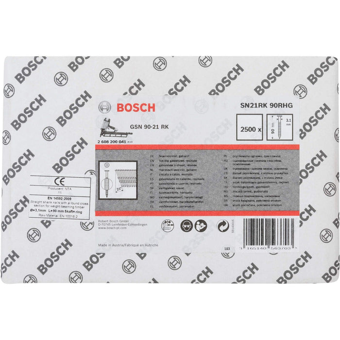 Bosch ekser sa prugama okrugla glava SN21RK 90RHG 3,1 mm, 90 mm, toplo pocinkovana, nabrazdana - 2608200041 Ekser sa prugama O-glava BOSCH BOSCH-2608200041 Madras doo Beograd