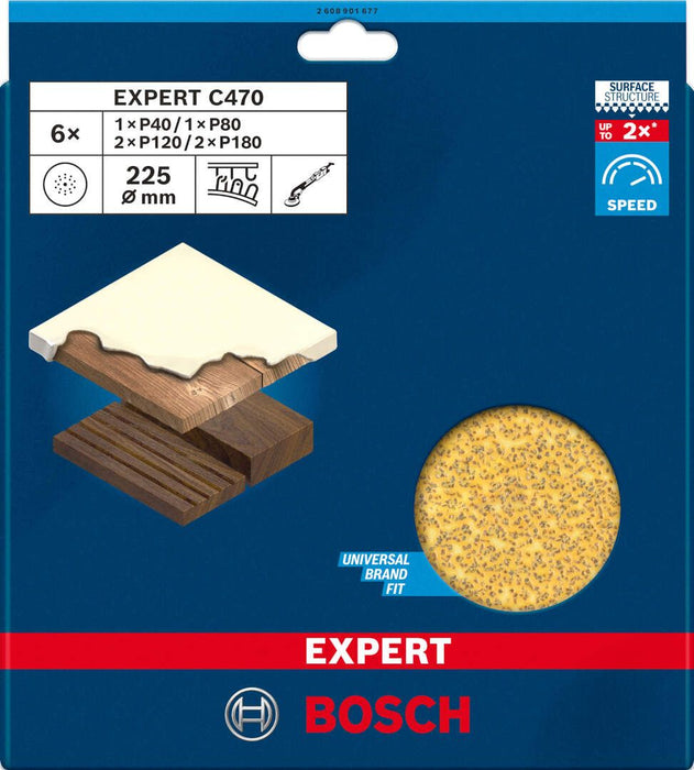 Bosch EXPERT brusni list C470, 225mm granulacija 40/80/120/180; pakovanje od 6 komada - 2608901677 Brusni list BOSCH Madras doo Beograd