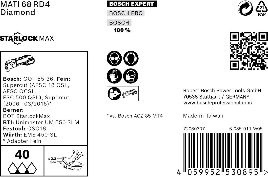 Bosch EXPERT Corner Blade MATI 68 RD4 list testere za multifunkcionalne alate od 68 x 30 mm, 10-delni - 2608900037 List testere BOSCH Madras doo Beograd