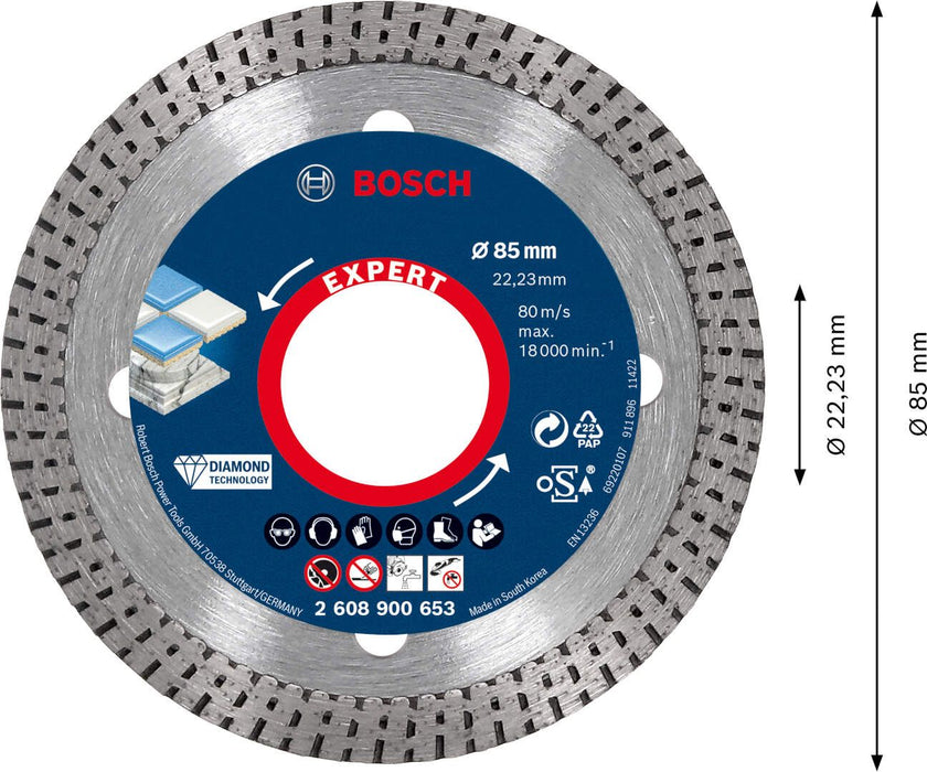 Bosch EXPERT HardCeramic dijamantska rezna ploča 85 x 22,23 x 1,6 x 7 mm - 2608900653 Dijamantska rezna ploca BOSCH Madras doo Beograd