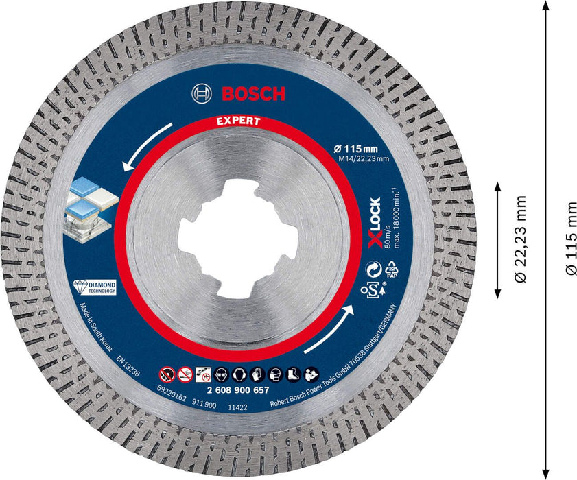 Bosch EXPERT HardCeramic X-LOCK dijamantska rezna ploča 115 x 22,23 x 1,4 x 10 mm - 2608900657 Dijamantska rezna ploca BOSCH Madras doo Beograd