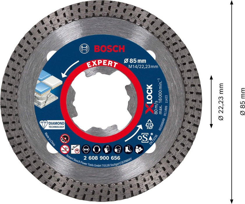 Bosch EXPERT HardCeramic X-LOCK dijamantska rezna ploča 85 x 22,23 x 1,6 x 7 mm - 2608900656 Dijamantska rezna ploca BOSCH Madras doo Beograd