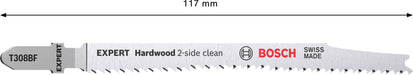 Bosch EXPERT „Hardwood 2-side clean“ T 308 BF list ubodne testere, 100-delni - 2608900546 List ubodne testere BOSCH Madras doo Beograd