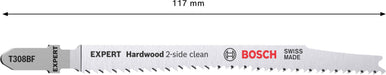Bosch EXPERT „Hardwood 2-side clean“ T 308 BF list ubodne testere, 3-delni - 2608900543 List ubodne testere BOSCH Madras doo Beograd