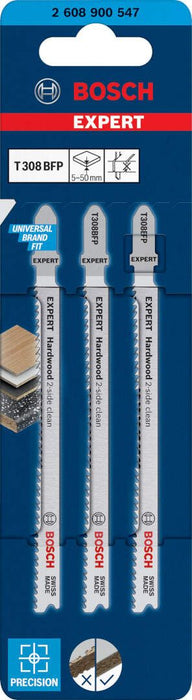 Bosch EXPERT „Hardwood 2-side clean“ T 308 BFP list ubodne testere, 3-delni - 2608900547 List ubodne testere BOSCH Madras doo Beograd