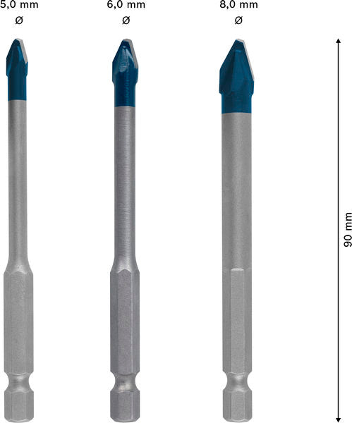 BOSCH EXPERT HEX-9 Hard Ceramic set burgija, 5×90; 6×90; 8×90 mm, 3 dela - Burgija za pločice HEX-9 HC 3pc Set (2608902312) Madras doo Beograd Madras doo Beograd