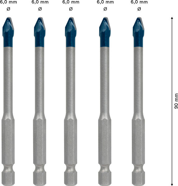BOSCH EXPERT HEX-9 Hard Ceramic set burgija, 6×90 mm, 5 delova - Burgija za pločice HEX-9 HC 6x90 5pc (2608902316) Madras doo Beograd Madras doo Beograd