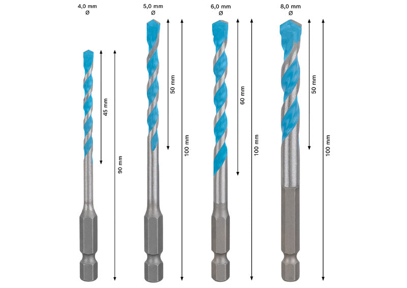 BOSCH EXPERT HEX-9 Multi Construction set burgija, 44×5×90; 5×50×100; 6×60×100; 8×50×100 mm, 4 dela - EXPERT HEX-9 MultiC burgije set 4/5/6/8 (2608902368) Madras doo Beograd Madras doo Beograd