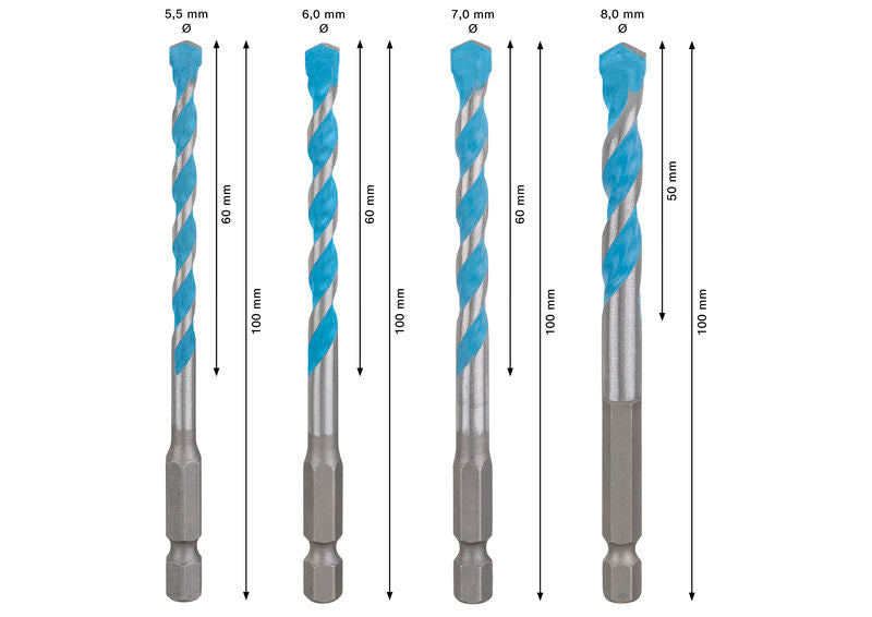 BOSCH EXPERT HEX-9 Multi Construction set burgija, 4×45×90; 5×50×100; 6×60×100; 6×60×100; 8×50×100 mm, 5 delova - (2608902289) Madras doo Beograd Madras doo Beograd