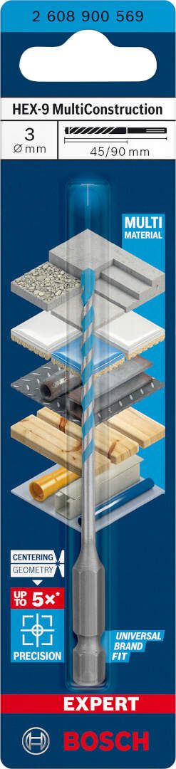 Bosch EXPERT HEX-9 MultiConstruction burgija 3 x 45 x 90 mm - 2608900569 MultiConstruction burgija BOSCH Madras doo Beograd