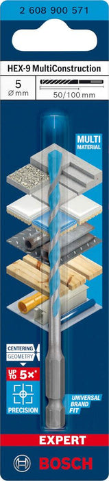 Bosch EXPERT HEX-9 MultiConstruction burgija 5 x 50 x 100 mm - 2608900571 MultiConstruction burgija BOSCH Madras doo Beograd