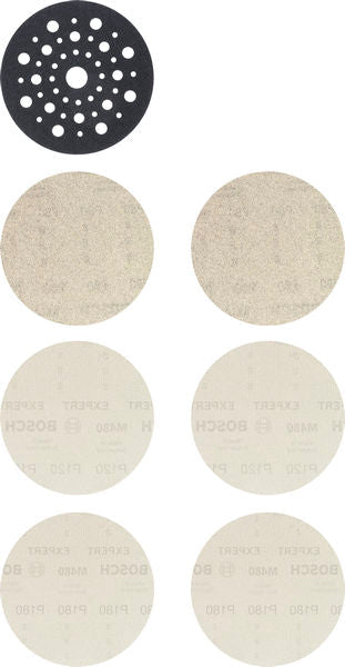 BOSCH EXPERT M480 brusna mreža za ekscentar brusilice, 125 mm, G2×80/2×120/2×180, zaštita za nosač, 7 komada - (2608902480) Madras doo Beograd Madras doo Beograd