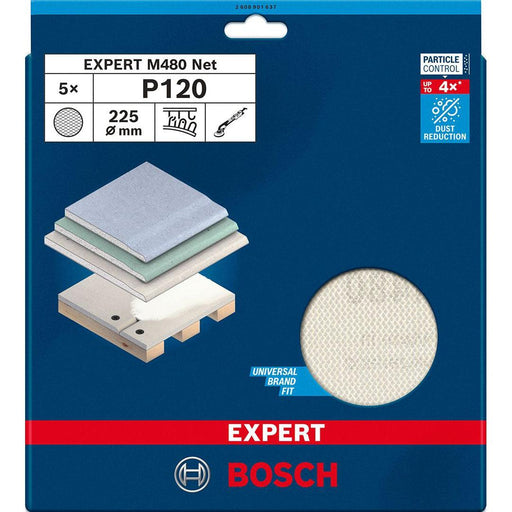 Bosch EXPERT M480 brusna mreža za rotacione brusilice 225mm, granulacija 120 - pakovanje od 5 komada - 2608901637 Brusna mreža za rotacione brusilice BOSCH Madras doo Beograd