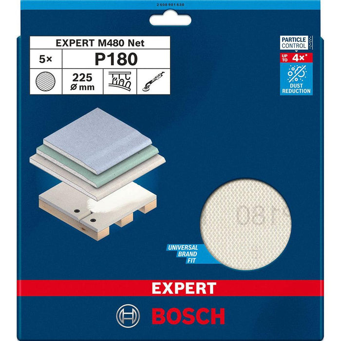 Bosch EXPERT M480 brusna mreža za rotacione brusilice 225mm, granulacija 180 - pakovanje od 5 komada - 2608901638 Brusna mreža za rotacione brusilice BOSCH Madras doo Beograd