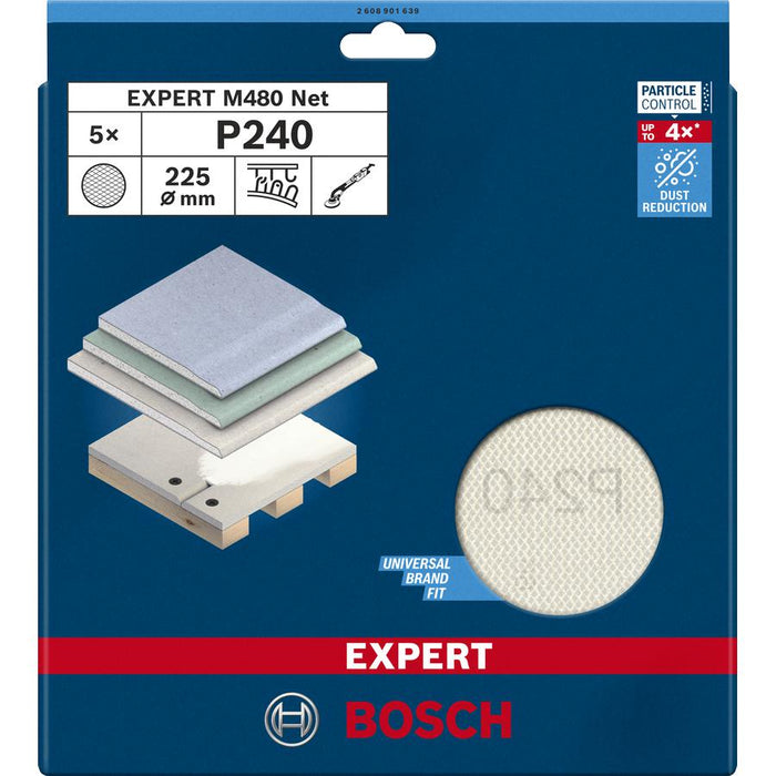 Bosch EXPERT M480 brusna mreža za rotacione brusilice 225mm, granulacija 240 - pakovanje od 5 komada - 2608901639 Brusna mreža za rotacione brusilice BOSCH Madras doo Beograd