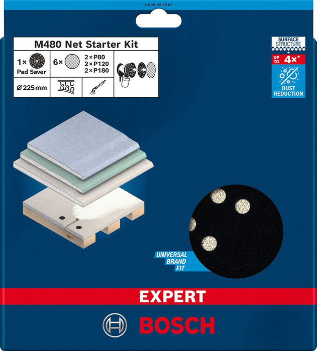 Bosch EXPERT M480 brusna mreža za rotacione brusilice 225mm, granulacija 80/120/180 + štitnik - pakovanje od 7 komada - 2608901667 Brusna mreža za rotacione brusilice BOSCH Madras doo Beograd