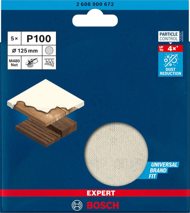 Bosch EXPERT M480 brusna mreža za rotacione brusilice od 125 mm, granulacija 100 - pakovanje od 5 komada - 2608900672 Brusna mreža za rotacione brusilice BOSCH Madras doo Beograd