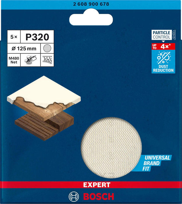 Bosch EXPERT M480 brusna mreža za rotacione brusilice od 125 mm, granulacija 320 - pakovanje od 5 komada - 2608900678 Brusna mreža za rotacione brusilice BOSCH Madras doo Beograd