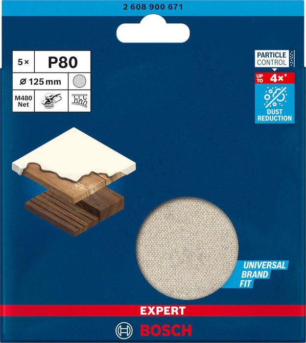 Bosch EXPERT M480 brusna mreža za rotacione brusilice od 125 mm, granulacija 80 - pakovanje od 5 komada - 2608900671 Brusna mreža za rotacione brusilice BOSCH Madras doo Beograd