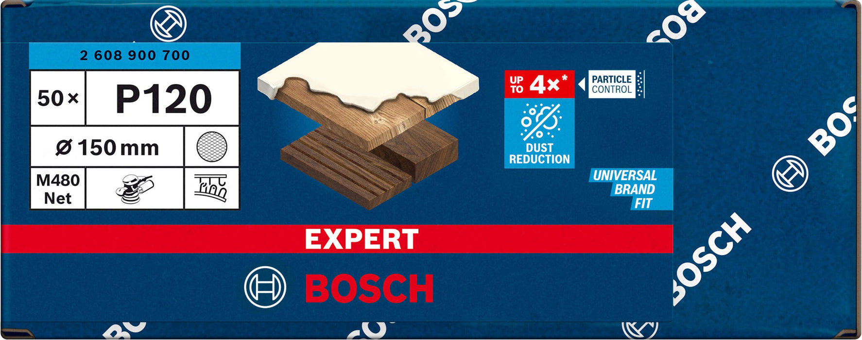 Bosch EXPERT M480 brusna mreža za rotacione brusilice od 150 mm, granulacija 120 - pakovanje od 50 komada - 2608900700 Brusna mreža za rotacione brusilice BOSCH Madras doo Beograd