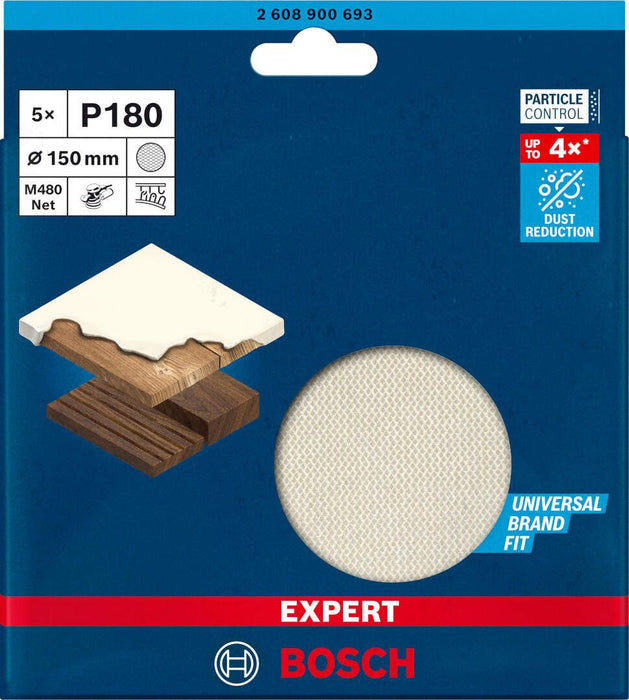 Bosch EXPERT M480 brusna mreža za rotacione brusilice od 150 mm, granulacija 180 - pakovanje od 5 komada - 2608900693 Brusna mreža za rotacione brusilice BOSCH Madras doo Beograd